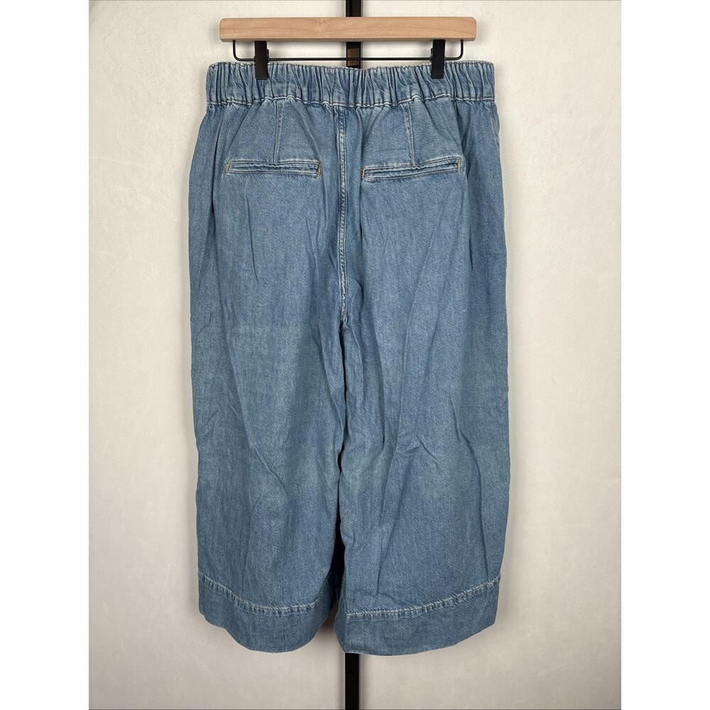 Anthropologie Pilcro Wide Leg Cropped Jeans Women's 32P Petite Blue Lightweight - Picture 5 of 11